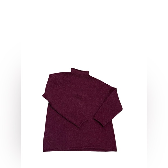 Vtg J.CREW JCrew Lambswool Roll Neck Sweater Fisherman's Preppy Sz L Burgundy - Picture 3 of 7
